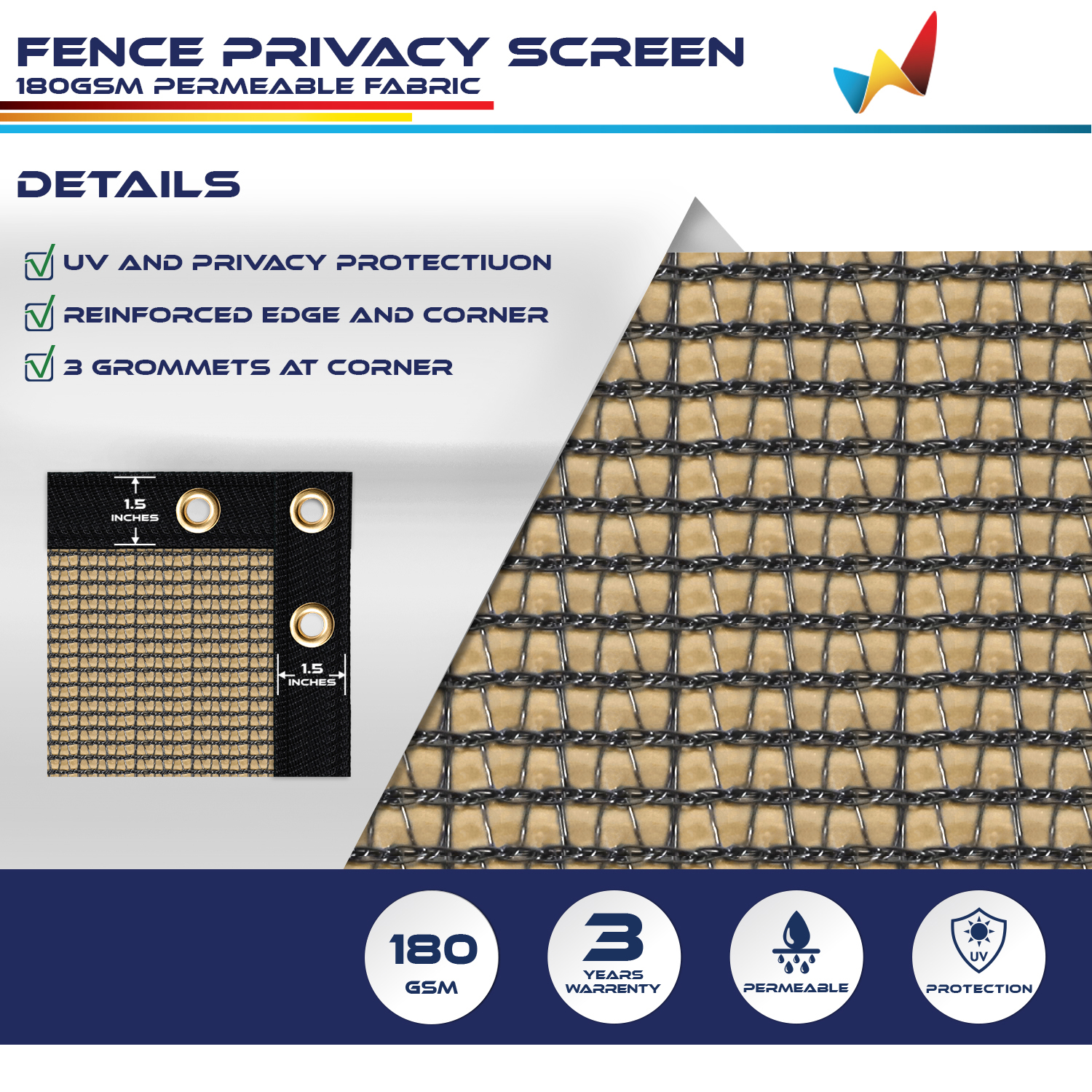 9ft Tall Privacy Fence Screen Garden Yard Patio Windscreen Mesh Shade Cover Sand