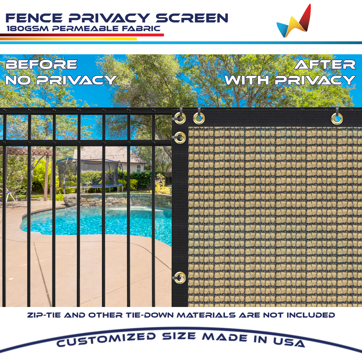 9ft Tall Privacy Fence Screen Garden Yard Patio Windscreen Mesh Shade Cover Sand