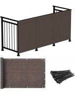 Real Scene Effect of Windscreen4less 3'x15' Brown Deck Balcony Privacy Screen for Deck Pool Fence Railings Apartment Balcony Privacy Screen for Patio Yard Porch Chain Link Fence Condo with Zip Ties (3 Year Warranty)-Custom Sizes Available