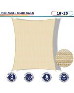 Windscreen4less 16ft x 20ft Rectangle Curve Edge Sun Shade Sail Canopy in Color Beige for Outdoor Patio Backyard UV Block Awning with Steel D-Rings 180GSM (3 Year Warranty) - Customized Sizes Available