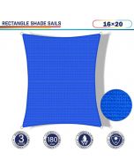 Windscreen4less 16ft x 20ft Rectangle Curve Edge Sun Shade Sail Canopy in Color Blue for Outdoor Patio Backyard UV Block Awning with Steel D-Rings 180GSM (3 Year Warranty) - Customized Sizes Available