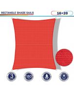 Windscreen4less 16ft x 20ft Rectangle Curve Edge Sun Shade Sail Canopy in Color Red for Outdoor Patio Backyard UV Block Awning with Steel D-Rings 180GSM (3 Year Warranty) - Customized Sizes Available