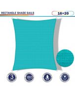 Windscreen4less 16ft x 20ft Rectangle Curve Edge Sun Shade Sail Canopy in Color Turquoise Green for Outdoor Patio Backyard UV Block Awning with Steel D-Rings 180GSM (3 Year Warranty) - Customized Sizes Available