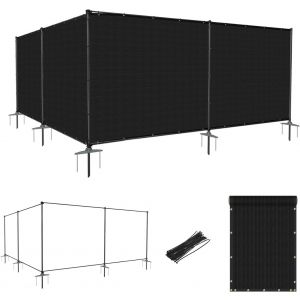Windscreen4less 5FT x24FT Black Outdoor Fence Fencing Kit with Poles and Rails Ground Spikes Privacy Fence for Dog Yard Pool Garden Safety Chicken Fence Temporary Painted Iron Pole 