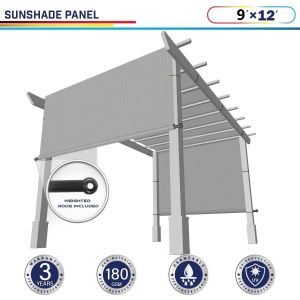 Windscreen4less Light Gray 9ft. W x 12ft. H Outdoor Pergola Replacement Shade Cover Canopy for Patio Privacy Shade Screen Panel with Grommets on 2 Sides Includes Weighted Rods Breathable UV Block (3 Year Warranty)-Custom Sizes Available