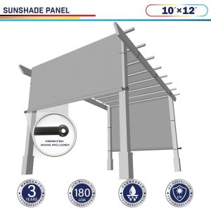 Windscreen4less Light Gray 10ft. W x 12ft. H Outdoor Pergola Replacement Shade Cover Canopy for Patio Privacy Shade Screen Panel with Grommets on 2 Sides Includes Weighted Rods Breathable UV Block (3 Year Warranty)-Custom Sizes Available