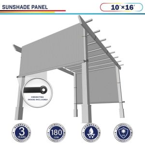 Windscreen4less Light Gray 10ft. W x 16ft. H Outdoor Pergola Replacement Shade Cover Canopy for Patio Privacy Shade Screen Panel with Grommets on 2 Sides Includes Weighted Rods Breathable UV Block (3 Year Warranty)-Custom Sizes Available