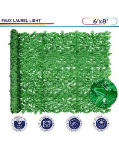 Windscreen4less Artificial Light Green Laurel Leaf Privacy Fence 06'x08' Artificial Hedges Fence and Faux Vine Leaf Decoration for Outdoor Indoor Garden Décor-1 Set