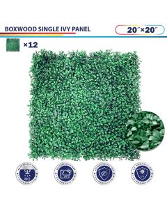 Windscreen4less 20"x20" Boxwood Single Panel Artificial Boxwood Hedge Topiary Plant Grass Backdrop Wall for Privacy Fence Garden Backyard Screen Outdoor Wedding Décor 12 pcs 