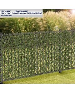 Windscreen4less Artificial Leaf Faux Ivy Expandable/Stretchable Privacy Fence Screen Buxus Single Side 2pcs
