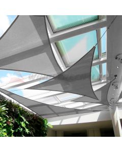 Real Scene Effect of Windscreen4less 10ft x 10ft x 14ft Right Triangle Curve Edge Sun Shade Sail Canopy in Color Light Gray for Outdoor Patio Backyard UV Block Awning with Steel D-Rings 180GSM (3 Year Warranty) - Customized Sizes Available