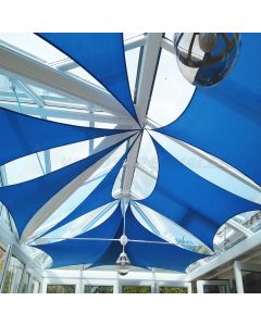 Real Scene Effect of Windscreen4less 16ft x 16ft Rectangle Curve Edge Sun Shade Sail Canopy in Color Blue for Outdoor Patio Backyard UV Block Awning with Steel D-Rings 180GSM (3 Year Warranty) - Customized Sizes Available