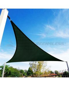 Real Scene Effect of Windscreen4less 12ft x 12ft x 12ft Triangle Curve Edge Sun Shade Sail Canopy in Color Dark Green for Outdoor Patio Backyard UV Block Awning with Steel D-Rings 180GSM (3 Year Warranty) - Customized Sizes Available(Customized) 