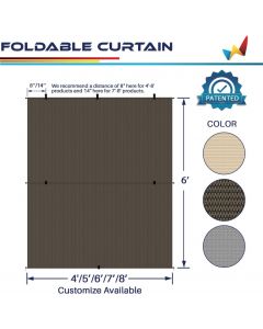 Windscreen4less Custom Brown Sun Shade Curtain Foldable Shade Fabric UV Blockage for Deck Pergola Yard Gazebo Patio Outdoor Indoor (3 Year Warranty)
