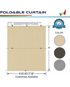 Windscreen4less Custom Beige Sun Shade Curtain Foldable Shade Fabric UV Blockage for Deck Pergola Yard Gazebo Patio Outdoor Indoor (3 Year Warranty)