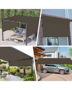 Real Scene Effect of Windscreen4less Brown 8ft. W x 16ft. H Outdoor Pergola Replacement Shade Cover Canopy for Patio Privacy Shade Screen Panel with Grommets on 2 Sides Includes Weighted Rods Breathable UV Block (3 Year Warranty)-Custom Sizes Available
