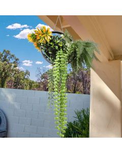 Real Scene Effect of 1 PC Artificial Hanging Plants with Frame Hook Faux Plant Decoration for Indoor Outdoor (Green White Orange)