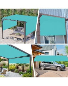 Real Scene Effect of Windscreen4less custom size Turquoise Green 3-10ft x 4-40ft Outdoor Pergola Replacement Shade Cover Canopy for Patio Privacy Shade Screen Panel with Grommets on 2 Sides Includes Weighted Rods Breathable UV Block (3 Year Warranty)
