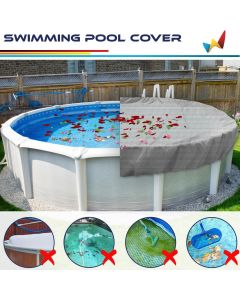 Real Scene Effect of Windscreen4less Light Gray Pool Cover for Above Ground Pools Round Winter Pool Cover for 22ft Swimming Pools, Pool Safety Cover