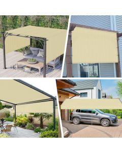 Real Scene Effect of Windscreen4less Beige 12ft. W x 12ft. H Outdoor Pergola Replacement Shade Cover Canopy for Patio Privacy Shade Screen Panel with Grommets on 2 Sides Includes Weighted Rods Breathable UV Block (3 Year Warranty)-Custom Sizes Available