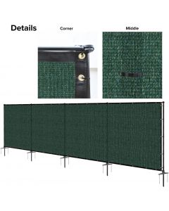 Real Scene Effect of Windscreen4less custom 6FT H x 2-150FT L Color Dark Green Outdoor Fence Fencing Kit with Poles and Rails Ground Spikes Privacy Fence for Dog Yard Pool Garden Safety Chicken Fence Temporary Painted Iron Pole 