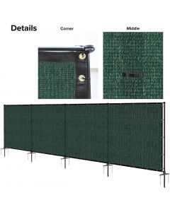 Real Scene Effect of Windscreen4less 6FT x12FT Green Outdoor Fence Fencing Kit with Poles and Rails Ground Spikes Privacy Fence for Dog Yard Pool Garden Safety Chicken Fence Temporary Painted Iron Pole 