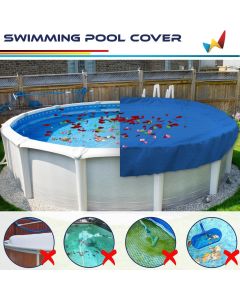 Real Scene Effect of Windscreen4less Blue Pool Cover for Above Ground Pools Round Winter Pool Cover for 22ft Swimming Pools, Pool Safety Cover