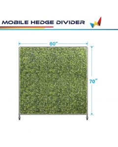 Windscreen4less H 70” x W 60” Mobile Privacy Fence Hedge Divider with Wheels Movable Backdrops Room Space Divider Office Decor with Artificial Green Grass on Both Sides