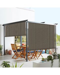 Real Scene Effect of Windscreen4less Outdoor Shade Blinds Patio Roll Up Blackout Shades Exterior Roller Privacy Screen for Pergola Balcony Porch Carport Deck Window, 7ft W x 6ft H Brown (3 Year Warranty)-Custom Sizes Available