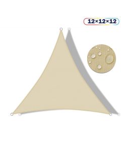 Real Scene Effect of Shecraf  Waterproof 12ft x 12ft x 12ft Triangle Curve Edge in Color Beige Sun Shade Sail
