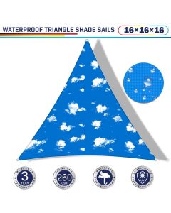 Windscreen4less Terylene Waterproof 16ft x 16ft x 16ft Triangle Curve Edge Sun Shade Sail in Color Sky UV Blocker Sunshade Patio Canopy Sail  (3 Year Warranty)