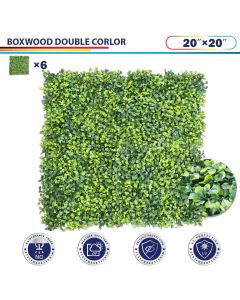 Windscreen4less 20"x20" Boxwood Double Panel Artificial Boxwood Hedge Topiary Plant Grass Backdrop Wall for Privacy Fence Garden Backyard Screen Outdoor Wedding Décor 6 pcs 