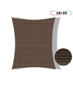 Real Scene Effect of Shecraf 18ft x 20ft Rectangle Curve Edge Sun Shade Sail Canopy in Color Brown for Outdoor Patio Backyard