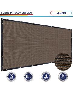 Windscreen4less 4ft x 30ft Heavy Duty Privacy Fence Screen in Color Brown with Brass Grommet 88% Blockage Windscreen Outdoor Mesh Fencing Cover Netting 150GSM Fabric (3 Year Warranty)-Custom Sizes Available