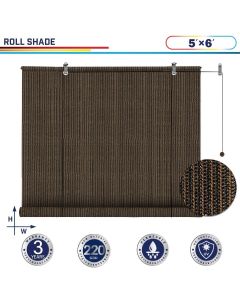 Windscreen4less Outdoor Shade Blinds Patio Roll Up Blackout Shades Exterior Roller Privacy Screen for Pergola Balcony Porch Carport Deck Window, 5ft W x 6ft H Brown (3 Year Warranty)-Custom Sizes Available(Customized) 