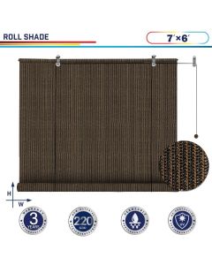 Windscreen4less Outdoor Shade Blinds Patio Roll Up Blackout Shades Exterior Roller Privacy Screen for Pergola Balcony Porch Carport Deck Window, 7ft W x 6ft H Brown (3 Year Warranty)-Custom Sizes Available