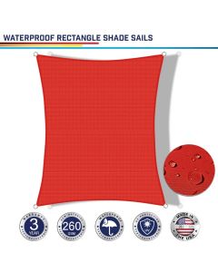 Windscreen4less Terylene Waterproof Custom Size 5-24ft x 5-24ft Rectangle Curve Edge Sun Shade Sail Canopy in Color Red for Outdoor Patio Backyard Canopy Sail (3 Year Warranty)