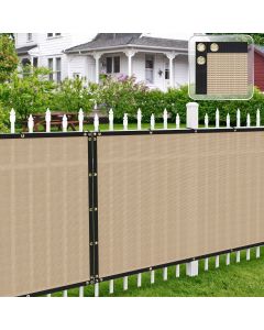 Real Scene Effect of Fence Privacy Screen Sand 1-8ft H x 1-300 L Heavy Duty Windscreen Chain Link Fence Privacy Mesh Fabric Cover for Outdoor Patio Garden