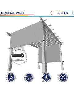 Windscreen4less Light Gray 8ft. W x 16ft. H Outdoor Pergola Replacement Shade Cover Canopy for Patio Privacy Shade Screen Panel with Grommets on 2 Sides Includes Weighted Rods Breathable UV Block (3 Year Warranty)-Custom Sizes Available