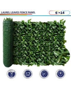 Windscreen4less Artificial Faux Ivy Leaf Decorative Fence Screen 06'x14' Green Faux Laurel Leaves Fence Panel