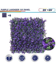 Windscreen4less Artificial Faux Ivy Leaf Decorative Fence Screen 20" x 20" Purple Lavender 6pcs 