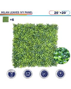 Windscreen4less Artificial Faux Ivy Leaf Decorative Fence Screen 20'' x 20" Boxwood/Milan Leaves Fence Patio Panel 6 Pcs