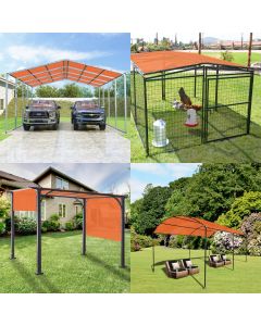 Real Scene Effect of Windscreen4less Custom Size 2-24ft x 2-40ft Rectangle Straight Edge Sun Shade Sail Canopy With Grommets in Color Orange for Outdoor Patio Backyard UV Block Awning with Steel D-Rings 240GSM (3 Year Warranty)