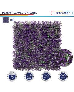 Windscreen4less Artificial Faux Ivy Leaf Decorative Fence Screen 20" x 20" Purple Peanut Leaves 6pcs 