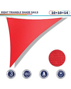 Windscreen4less 10ft x 10ft x 14ft Right Triangle Curve Edge Sun Shade Sail Canopy in Color Red for Outdoor Patio Backyard UV Block Awning with Steel D-Rings 180GSM (3 Year Warranty) - Customized Sizes Available(Customized) 