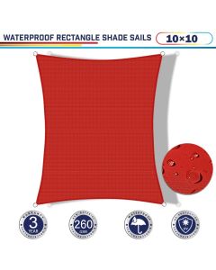 Windscreen4less Waterproof 10ft x 10ft in Color Red Sun Shade Sail Terylene UV Blocker Rectangle Sunshade Patio Canopy Sail  (3 Year Warranty)(Customized) 