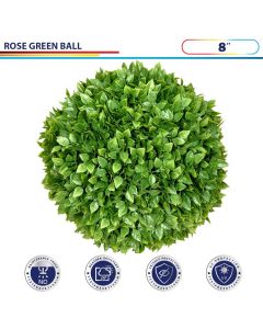 8 Inch Artificial Topiary Ball Faux Boxwood Plant for Indoor/Outdoor Garden Wedding Decor Home Decoration, Rose Leaves 4 Pieces