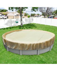 Windscreen4less Beige Pool Cover for Above Ground Pools Round Winter Pool Cover for 28ft Swimming Pools, Pool Safety Cover