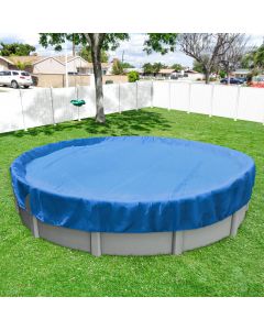Windscreen4less Blue Pool Cover for Above Ground Pools Round Winter Pool Cover for 24ft Swimming Pools, Pool Safety Cover