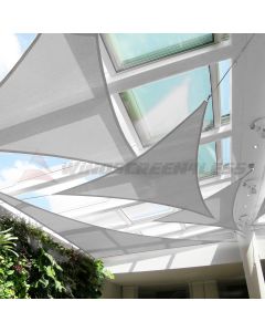 Real Scene Effect of Windscreen4less Terylene Waterproof 16ft x 16ft x 23ft Right Triangle Curve Edge in Color Light Gray Sun Shade Sail UV Blocker Sunshade Patio Canopy Sail  (3 Year Warranty)